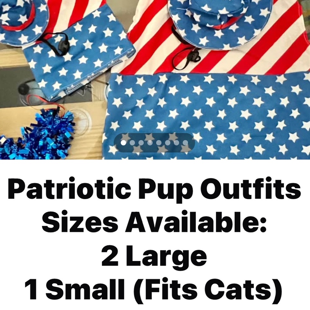 Patriotic Stars & Stripes Dog Outfit Set Large or Small (S fits Cats) - Picture 9 of 9